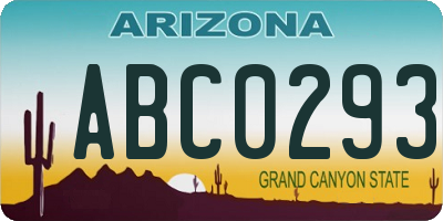 AZ license plate ABC0293