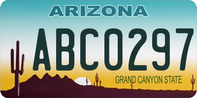 AZ license plate ABC0297