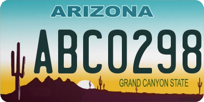 AZ license plate ABC0298