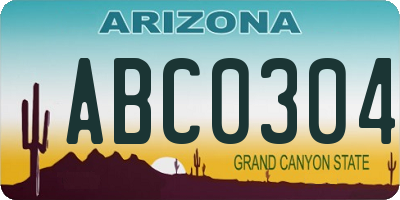 AZ license plate ABC0304