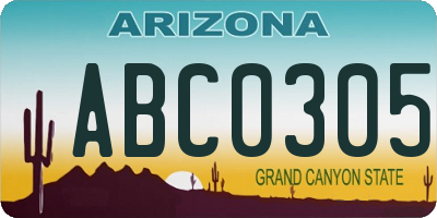 AZ license plate ABC0305