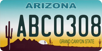 AZ license plate ABC0308