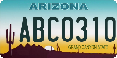AZ license plate ABC0310