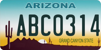 AZ license plate ABC0314