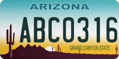 AZ license plate ABC0316