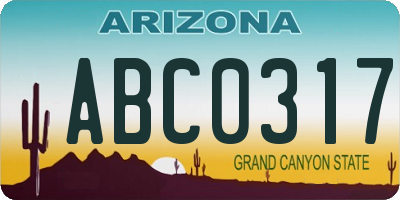 AZ license plate ABC0317