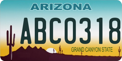 AZ license plate ABC0318