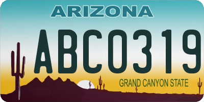 AZ license plate ABC0319