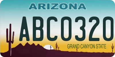 AZ license plate ABC0320