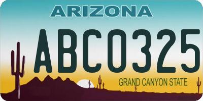 AZ license plate ABC0325