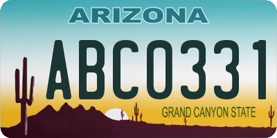 AZ license plate ABC0331