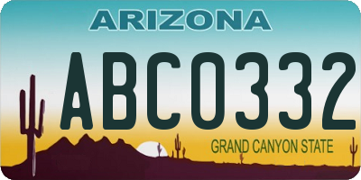 AZ license plate ABC0332
