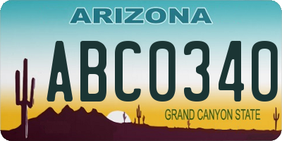 AZ license plate ABC0340