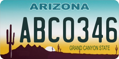 AZ license plate ABC0346