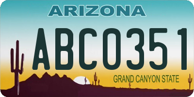 AZ license plate ABC0351