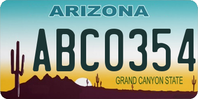 AZ license plate ABC0354