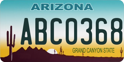 AZ license plate ABC0368