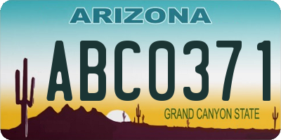 AZ license plate ABC0371