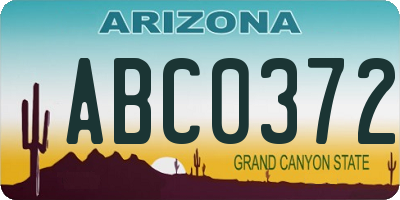 AZ license plate ABC0372