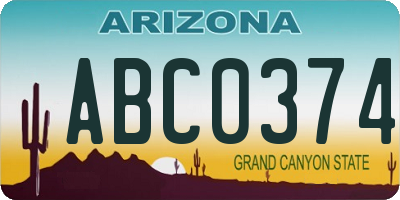AZ license plate ABC0374