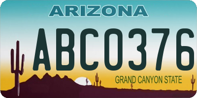 AZ license plate ABC0376