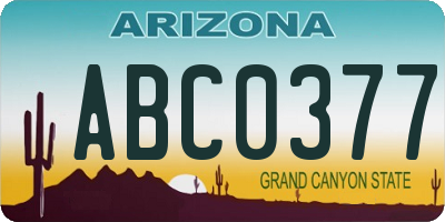 AZ license plate ABC0377