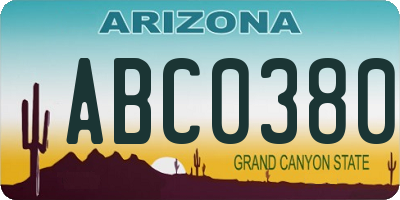 AZ license plate ABC0380
