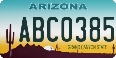 AZ license plate ABC0385