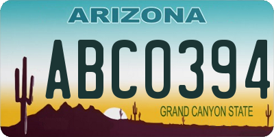AZ license plate ABC0394
