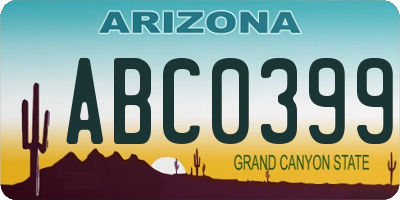 AZ license plate ABC0399