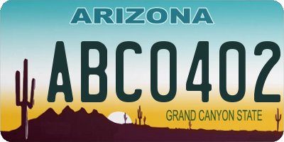 AZ license plate ABC0402