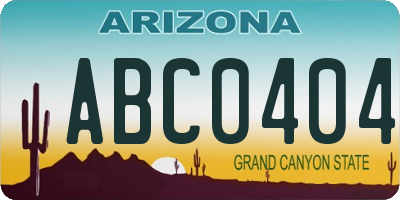 AZ license plate ABC0404