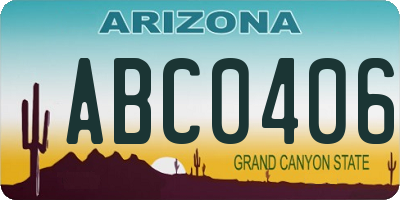 AZ license plate ABC0406
