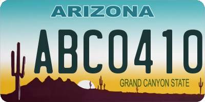 AZ license plate ABC0410