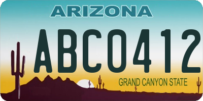 AZ license plate ABC0412