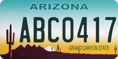 AZ license plate ABC0417