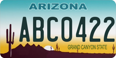 AZ license plate ABC0422