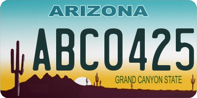 AZ license plate ABC0425