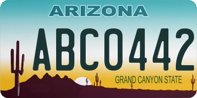 AZ license plate ABC0442