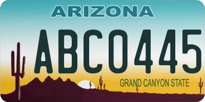AZ license plate ABC0445
