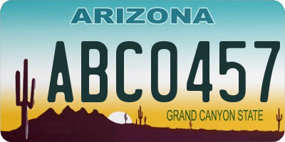 AZ license plate ABC0457
