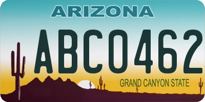 AZ license plate ABC0462