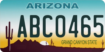 AZ license plate ABC0465