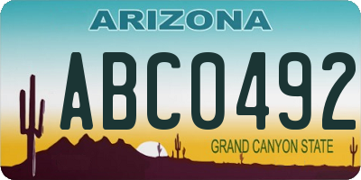 AZ license plate ABC0492