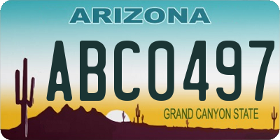 AZ license plate ABC0497