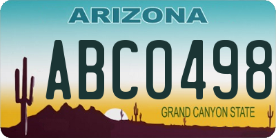 AZ license plate ABC0498