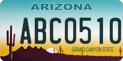 AZ license plate ABC0510