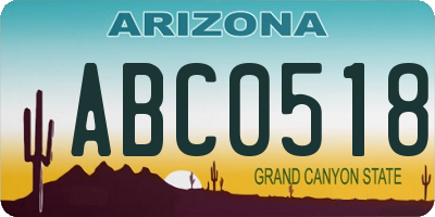 AZ license plate ABC0518