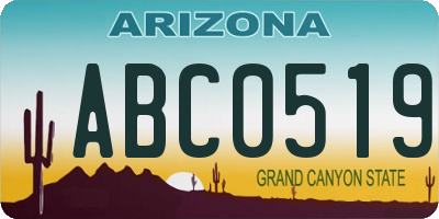 AZ license plate ABC0519
