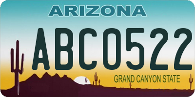 AZ license plate ABC0522